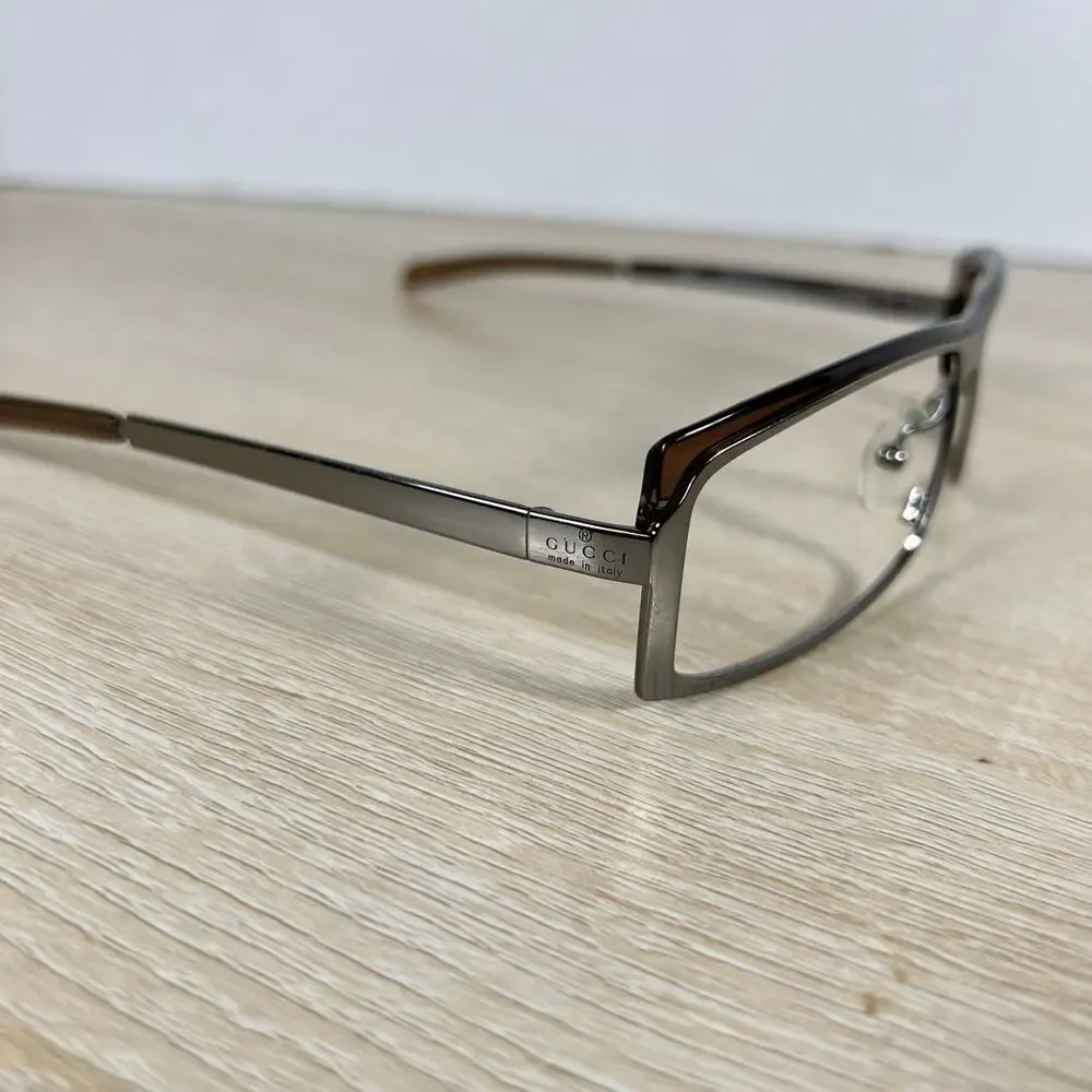 RARE! Gucci GG1723/S 6Y8 Sunglasses FRAMES ONLY Silver Metal Brown 58-14-125